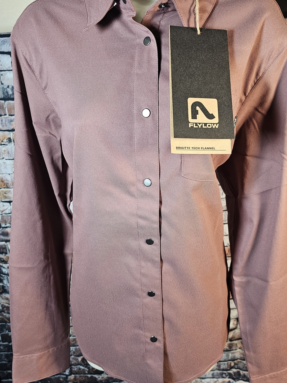 Flylow Brigitte Tech Flannel Shirt XL Saturn Mauve Snap Front NWT